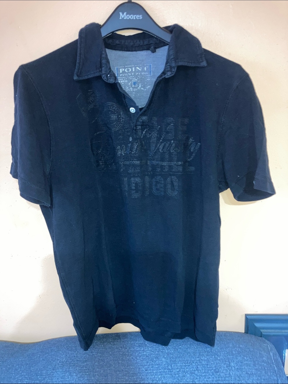 Y2K Point Zero Men’s Dark Navy Polo with Subtle Front Graphic